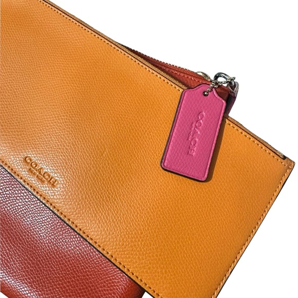 COACH East West Pop Up Pouch Crossbody Red Orange Pink - Picture 12 of 14